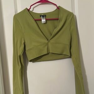 Wild Fable Sage Green Long Sleeve Crop Top